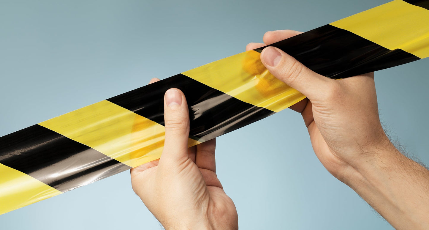 XL Hazard Barrier Tape 70mm x 500m - Black/Yellow