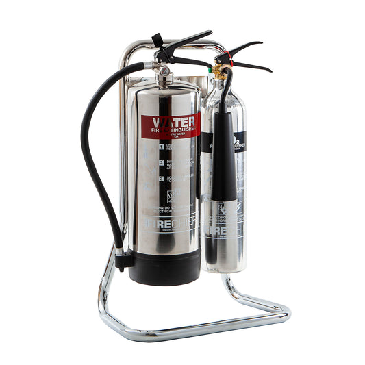 Double Fire Extinguisher Stand - Chrome