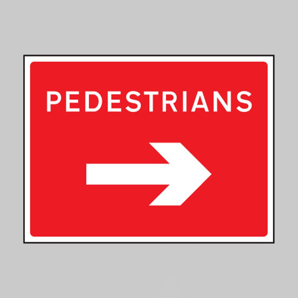 Pedestrians Arrow Right - Class RA1 Safety Sign
