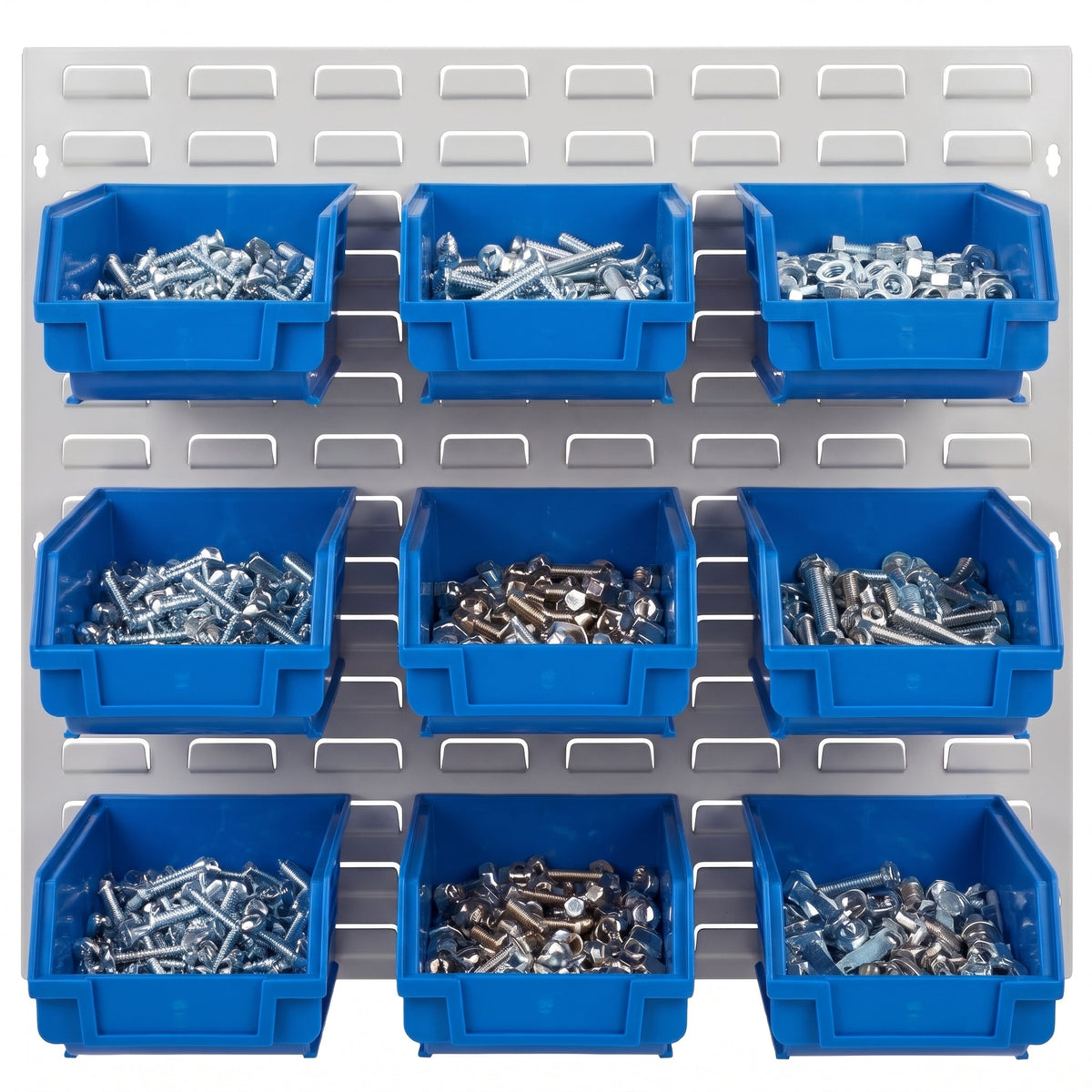 COCUS Louvre Standard panel bundle with 9 large blue hook-on bins