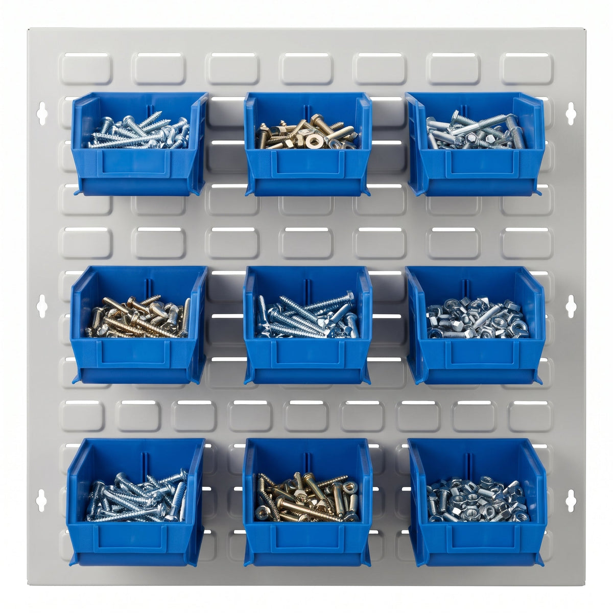 COCUS Louvre Standard panel bundle with 9 medium blue hook-on bins