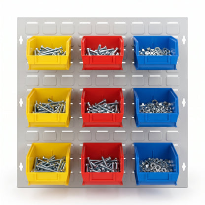 COCUS Louvre Standard panel bundle with 9 medium mixed hook-on bins