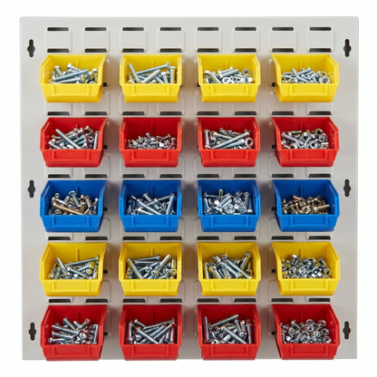COCUS Louvre Standard panel bundle with 20 small mixed hook-on bins