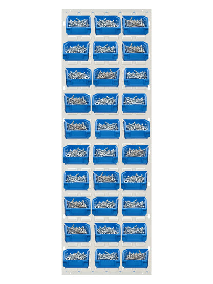 COCUS Louvre Tall panel bundle with 30 medium blue hook-on bins