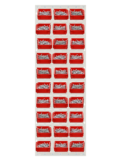 COCUS Louvre Tall panel bundle with 30 medium red hook-on bins