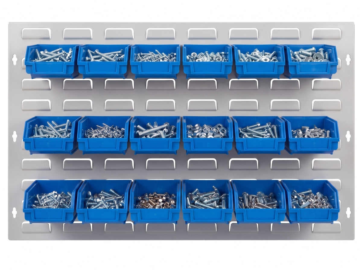 COCUS Louvre Wide panel bundle with 18 medium blue hook-on bins