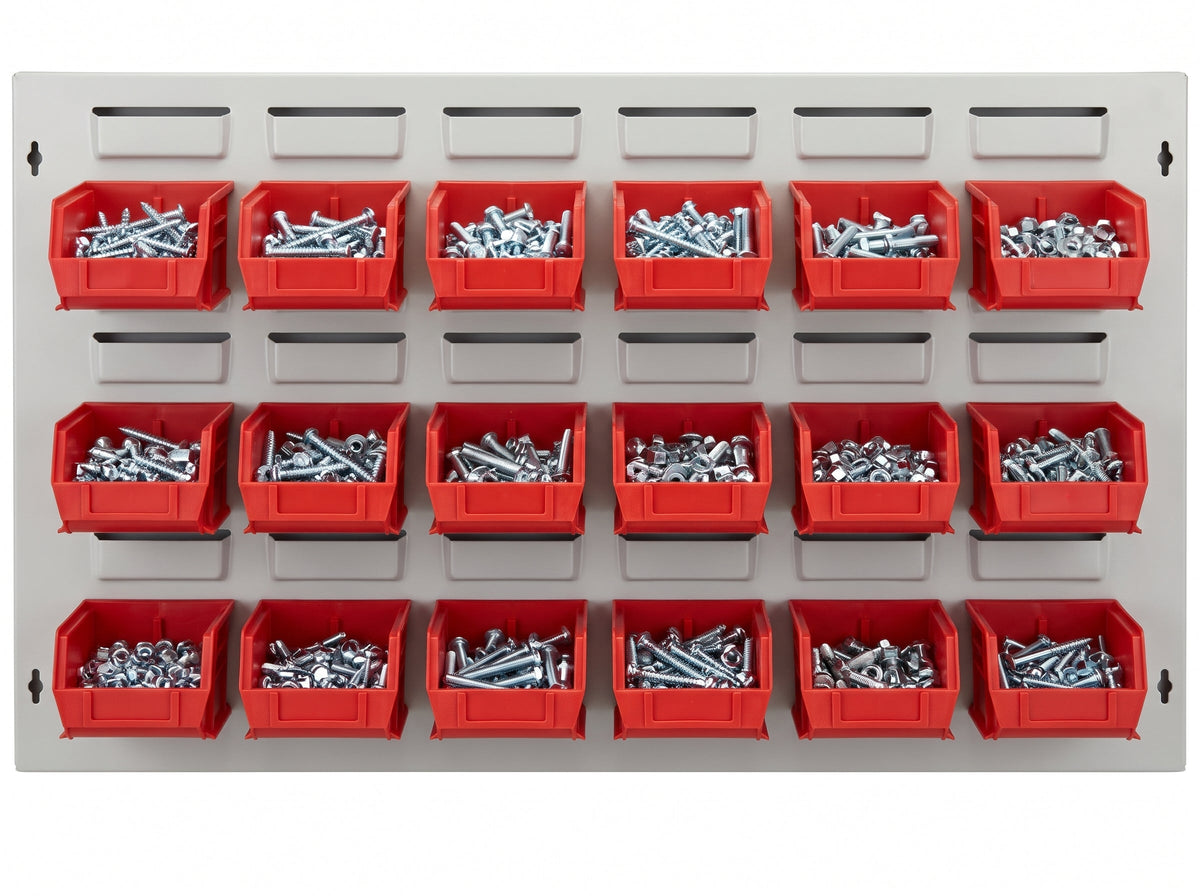 COCUS Louvre Wide panel bundle with 18 medium red hook-on bins