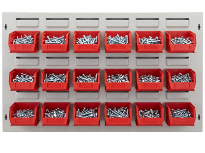 COCUS Louvre Wide panel bundle with 18 medium red hook-on bins