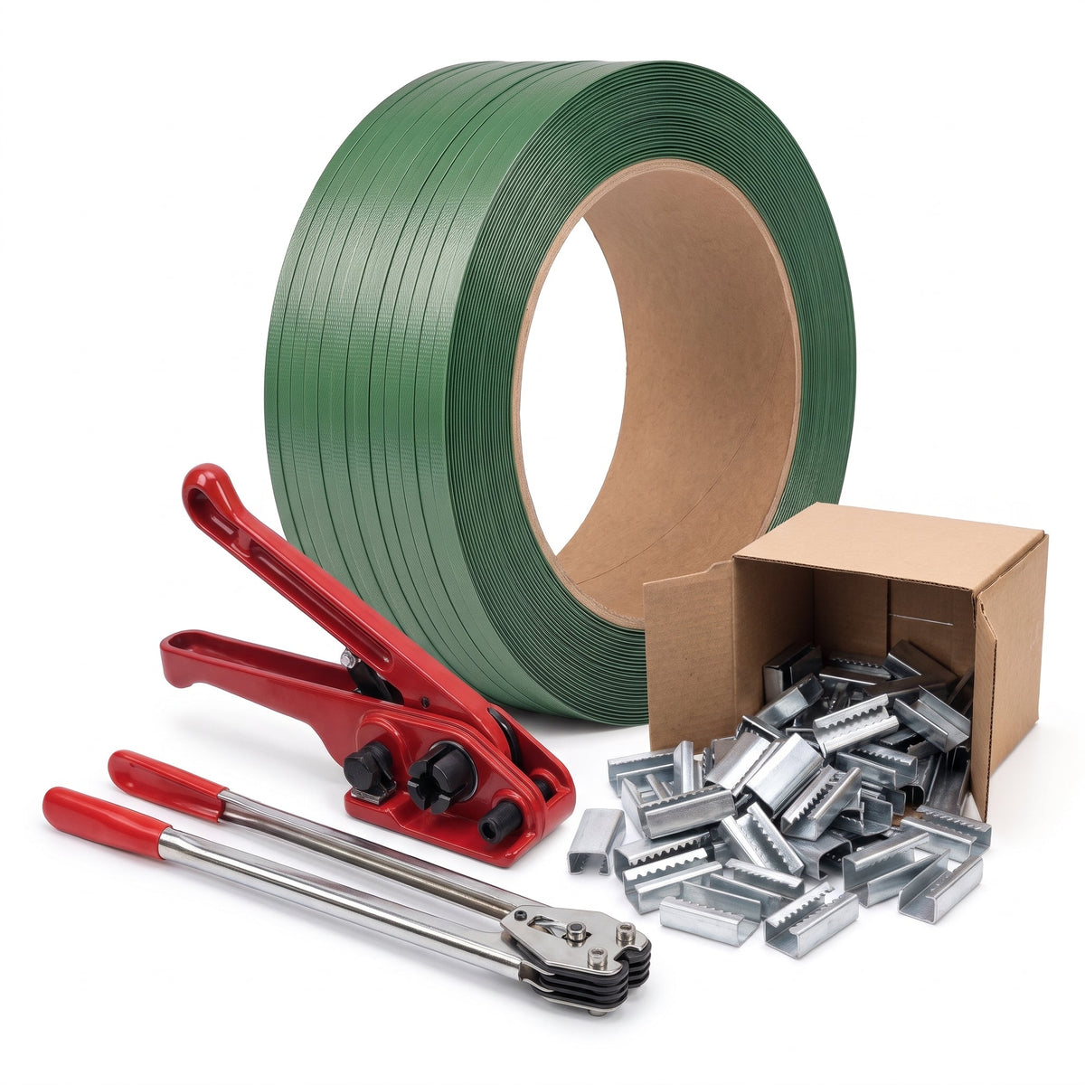 COCUS PET pallet strapping kit 16mm - tensioner, sealer, coil and 1000 seals