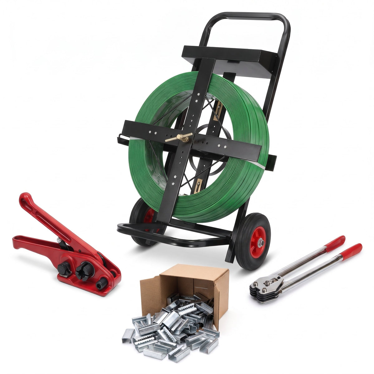 COCUS PET strapping station 16mm with mobile dispenser cart