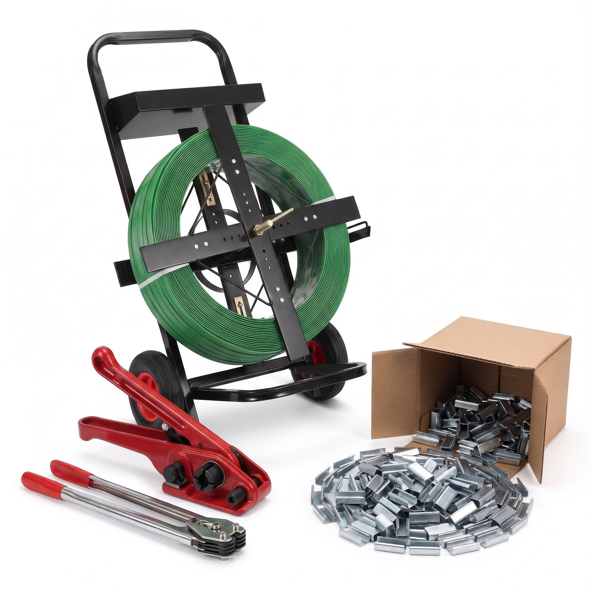 COCUS PET strapping station 19mm with mobile dispenser cart