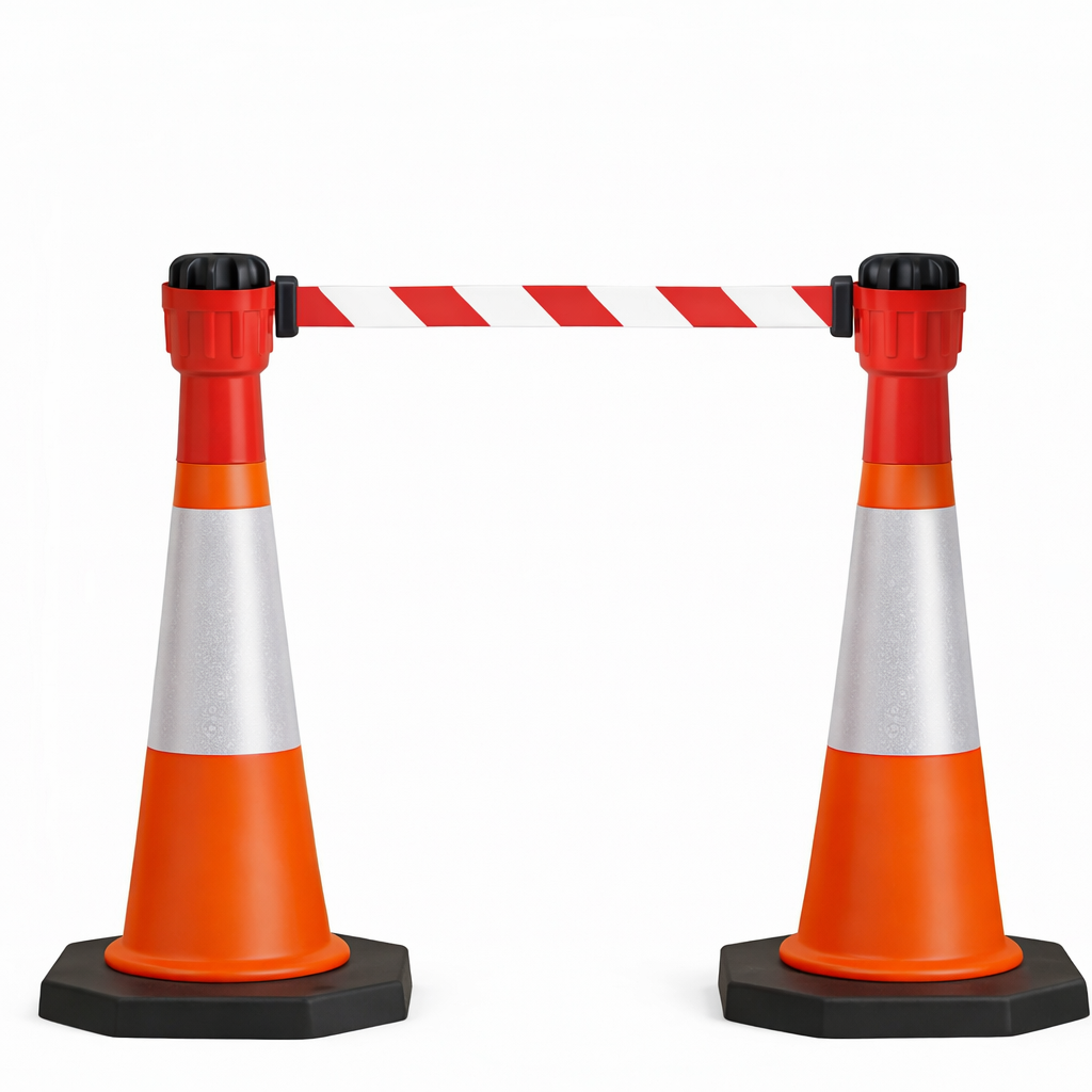 Premium 10m Retractable Cone Barrier & Cone Kits