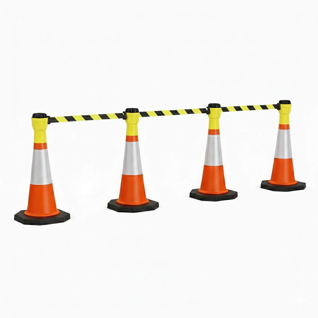Premium 10m Retractable Cone Barrier & Cone Kits