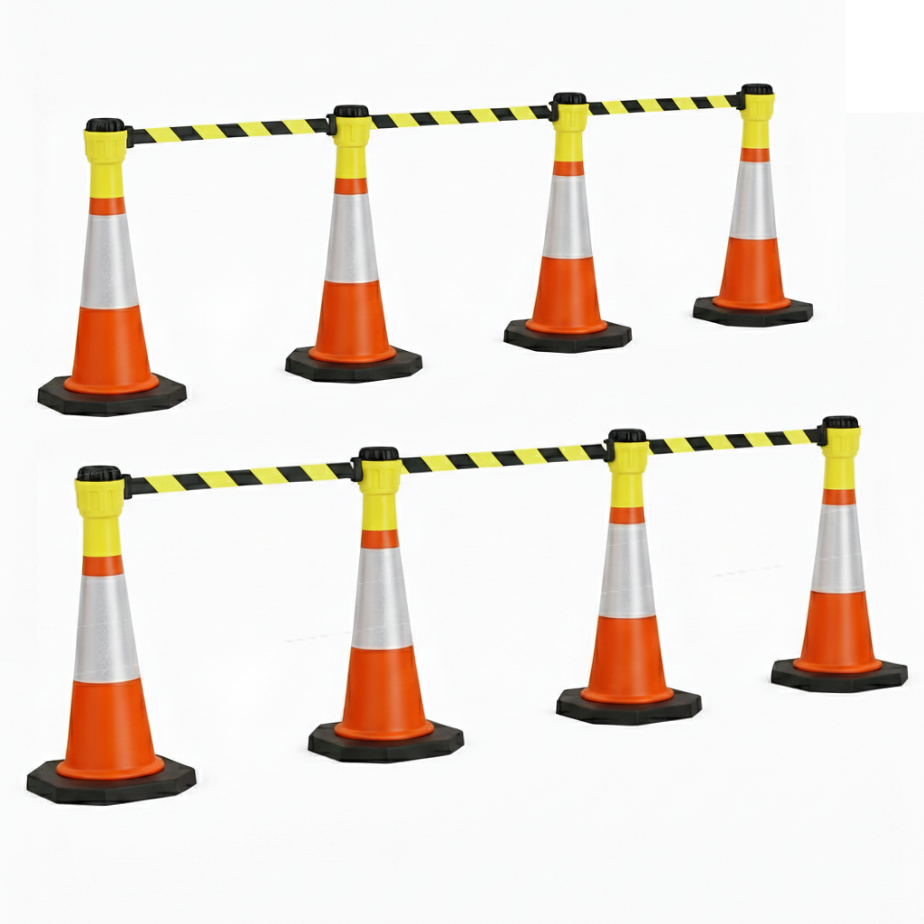 Premium 10m Retractable Cone Barrier & Cone Kits