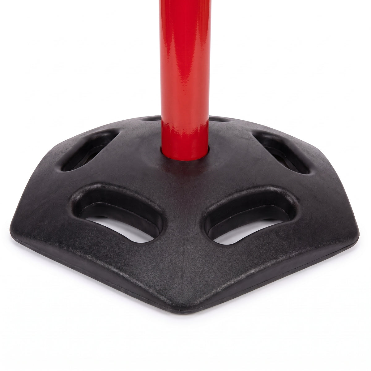 Heavy black hexagonal rubber base with recessed hand-holds and red post (WRH959)