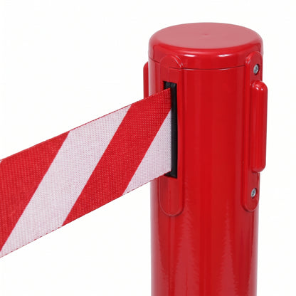 Close-up of belt cassette with red and white striped webbing belt (WRH959)