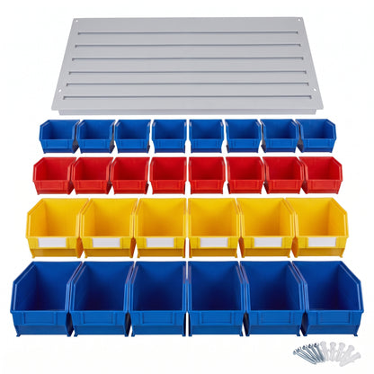Wide louvre panel kit - 915mm panel, 28 bins and wall fixings included