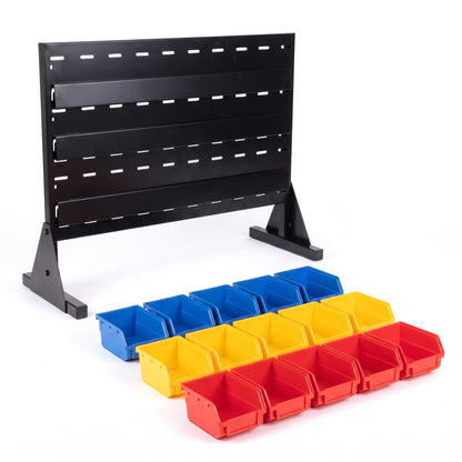 Louvre bench rack kit - black rack and 15 bins included