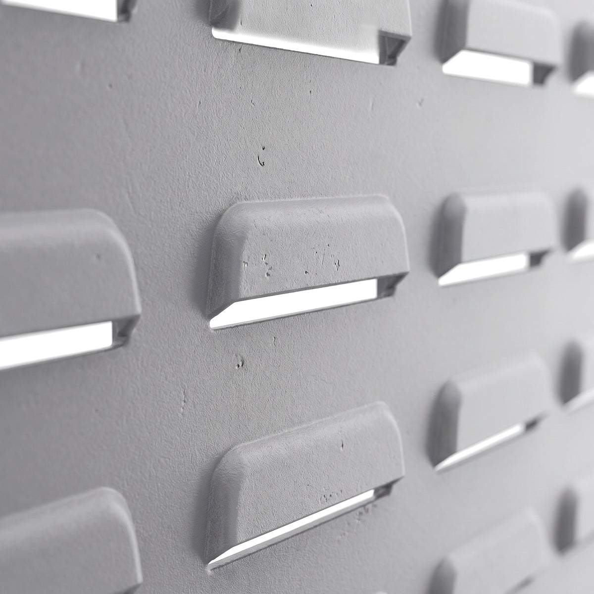 Standard grey louvre panel - close-up of angled louvre slots