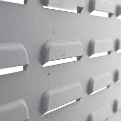 Standard grey louvre panel - close-up of angled louvre slots
