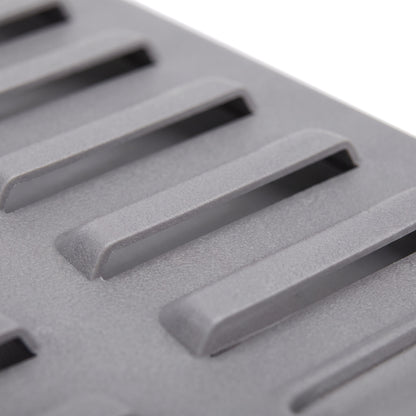 Tall grey louvre panel - close-up of angled louvre slots