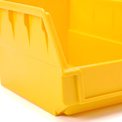 Small yellow hook-on bin - close-up of moulding