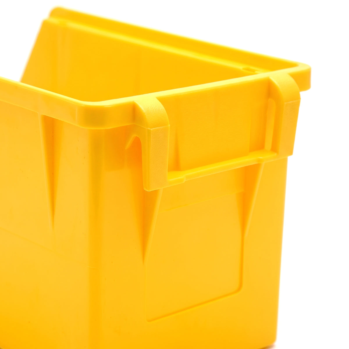 Medium yellow hook-on bin - close-up of moulding