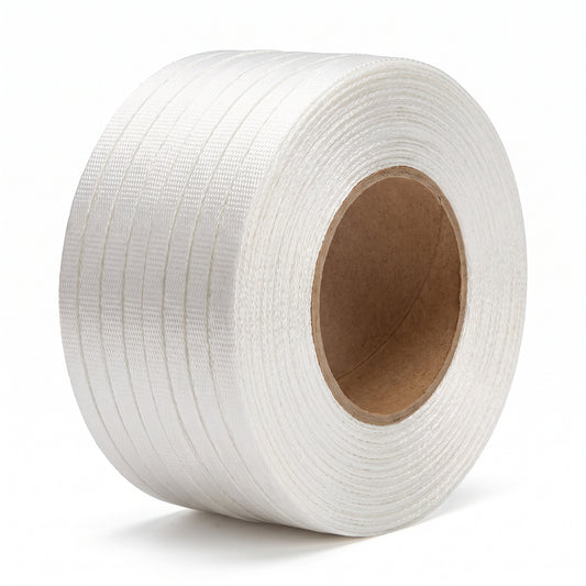 COCUS white woven polyester composite cord strapping coil 16mm x 850m