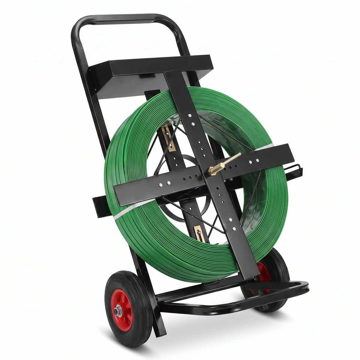 COCUS mobile strapping dispenser cart with coil holder and tool tray