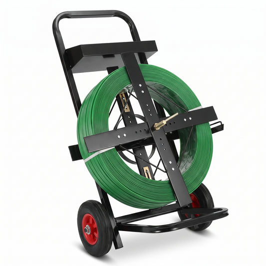 COCUS mobile strapping dispenser cart with coil holder and tool tray