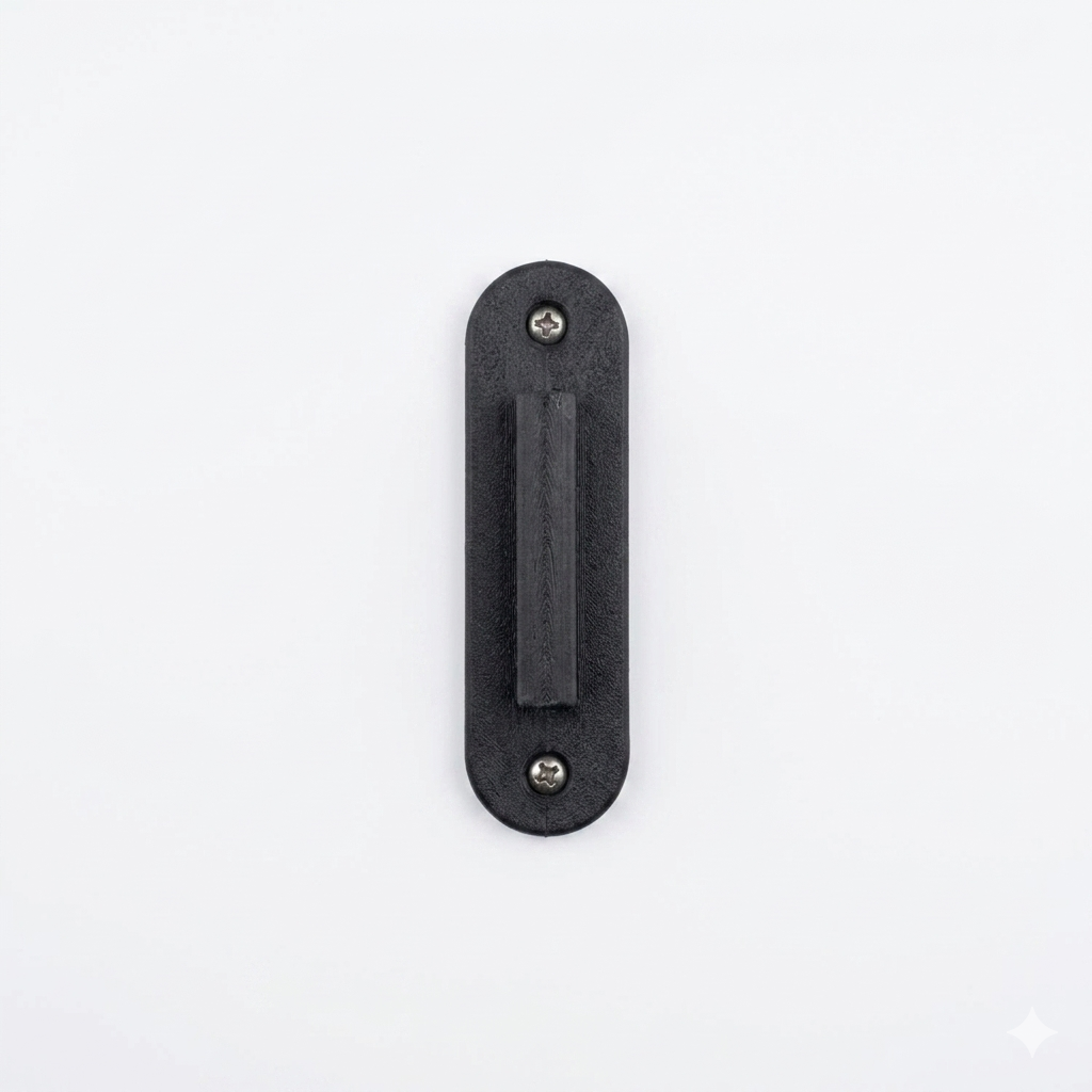 Black door handle on a white background
